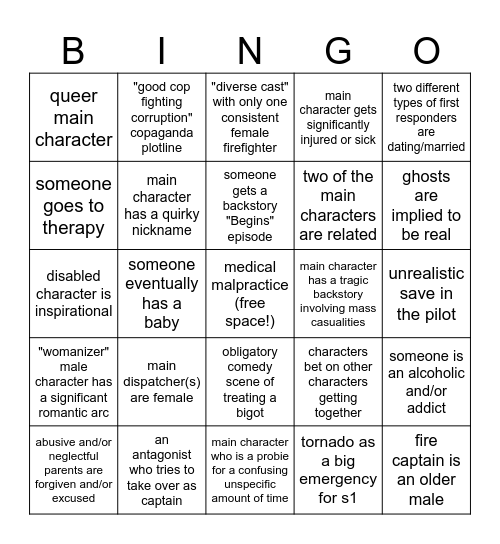 911: Nashville Predictions Bingo Card