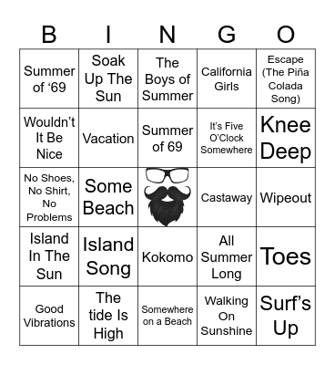 Tropical Hits | Rd 1 | Beach Party Bingo Card