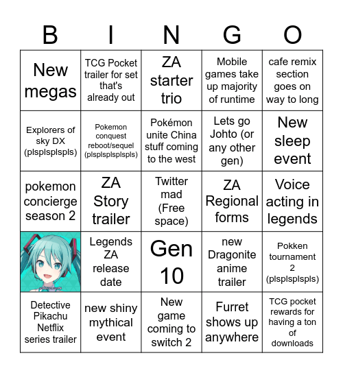 Pokémon feb 27 direct Bingo Card