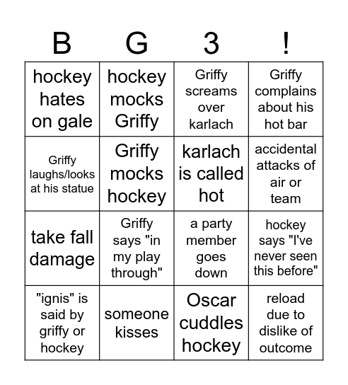 BG3 Finale Bingo Card
