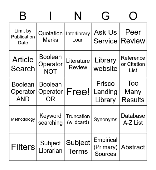 Untitled Bingo Card