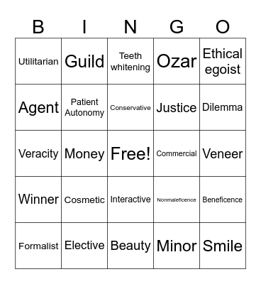 Ethics Case #1 Bingo Card
