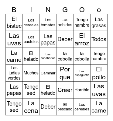 Spanish 3B Vocab Bingo Card