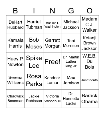 Black History Month Bingo! Bingo Card