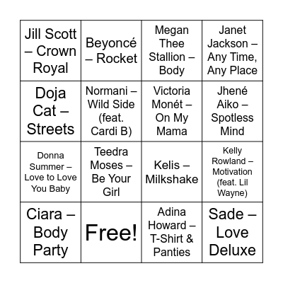 Sensual & Erotic Bingo Card