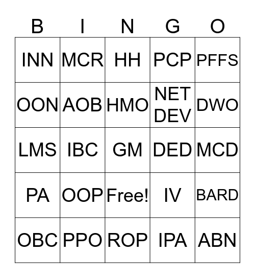 LMS Bingo Card
