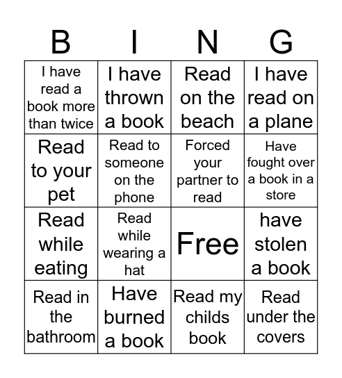I've read where?  Bingo Card