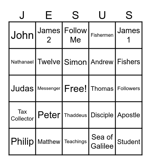 God's Story: Jesus Calls Disciples Bingo Card