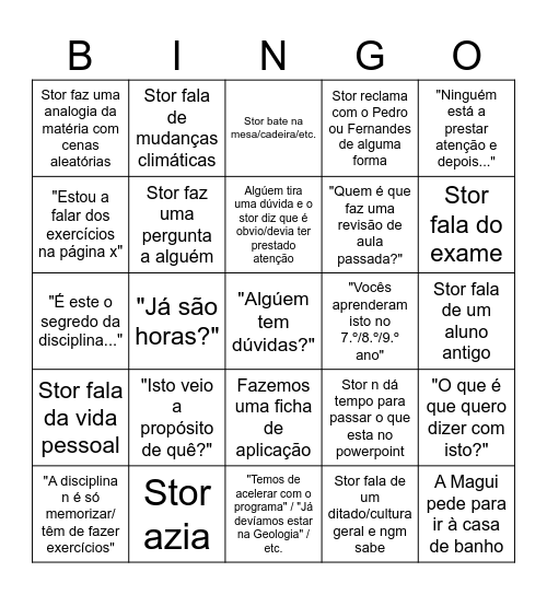 BINGO AULA BIOLOGIA Bingo Card