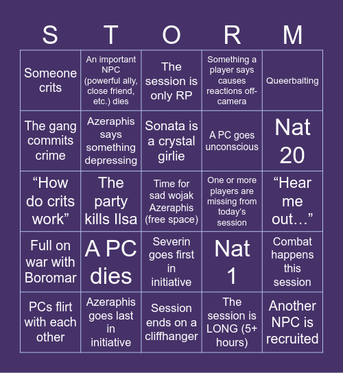 Eberron: City of Towers - Episode 36 Bingo Card