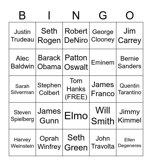 Epstein Bingo Card