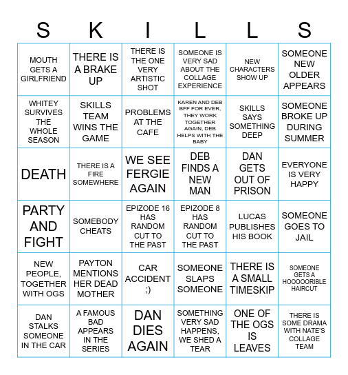 ONE TREE HILL S5 Bingo Card