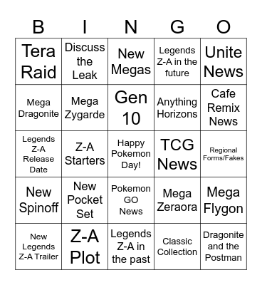 Pokemon Day 2025 Bingo Card
