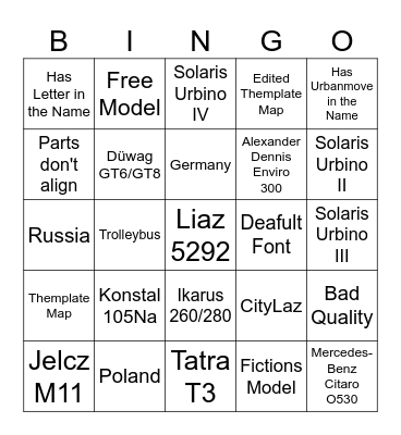 Roblox Urbanmove Bingo 5x5 Bingo Card