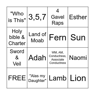 OES Bingo Card
