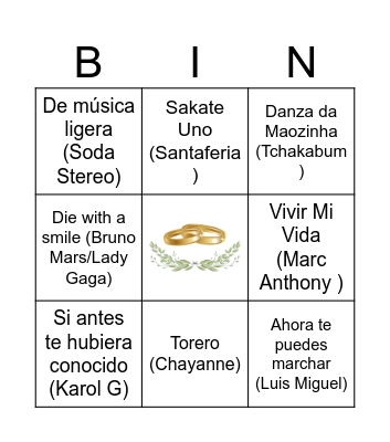 Bingo musical Bingo Card