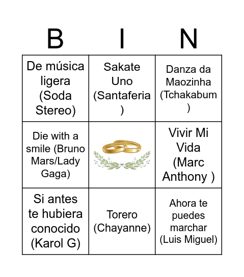 Bingo musical Bingo Card