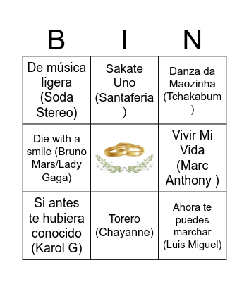 Bingo musical Bingo Card
