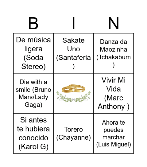 Bingo musical Bingo Card