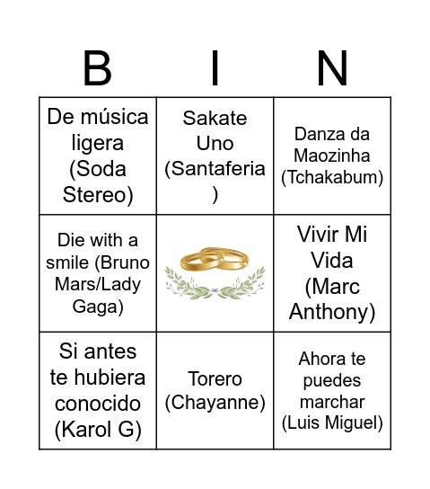 Bingo musical Bingo Card