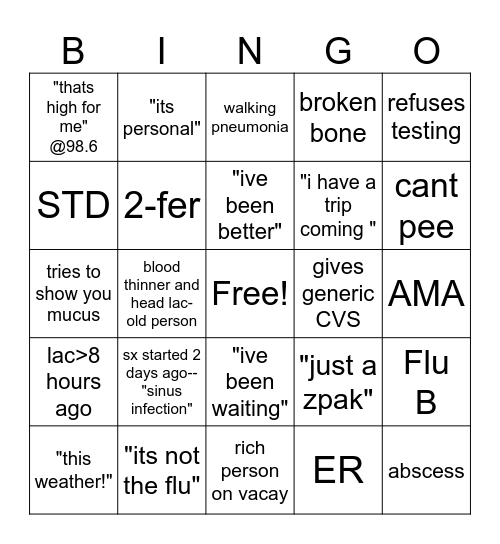 SATURDAY Bingo Card