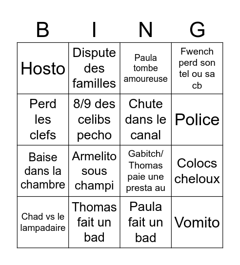 Amstergramme Bingo Card