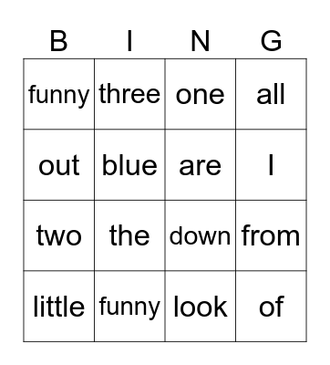 Skills Unit 8 Bingo Card