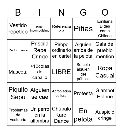 Gala Viña 2025 Bingo Card