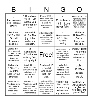 BIBLE VERSES Bingo Card