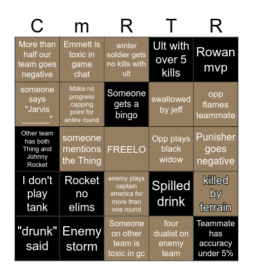 Rowan BINGO Card