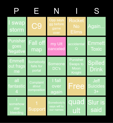 ZACKS CARD Bingo Card