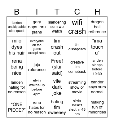 Fun Sack Bingo Card
