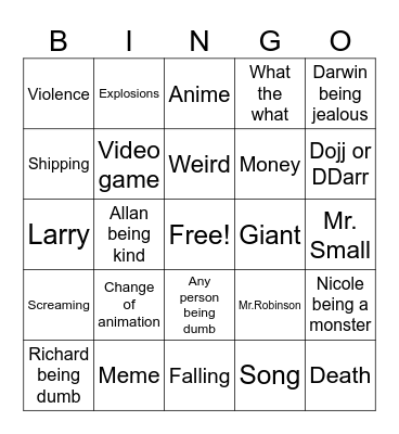 Gumball Bingo Card