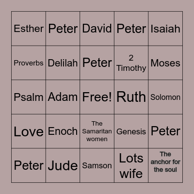Bible Bingo Card