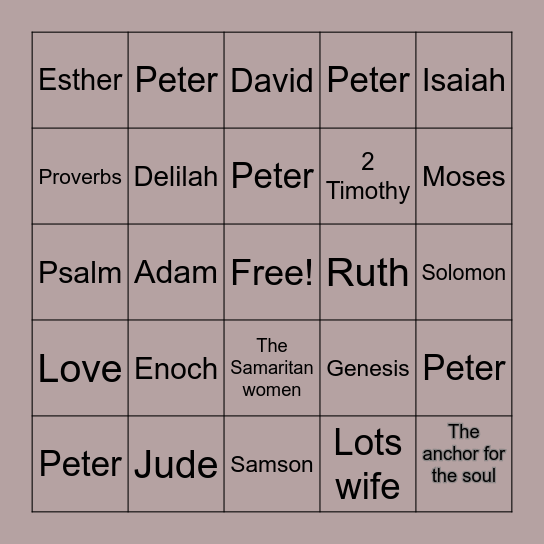 Bible Bingo Card