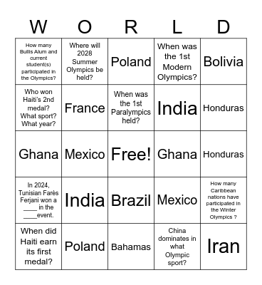 Global Village 2025: Ode to the Olympics Bingo Card