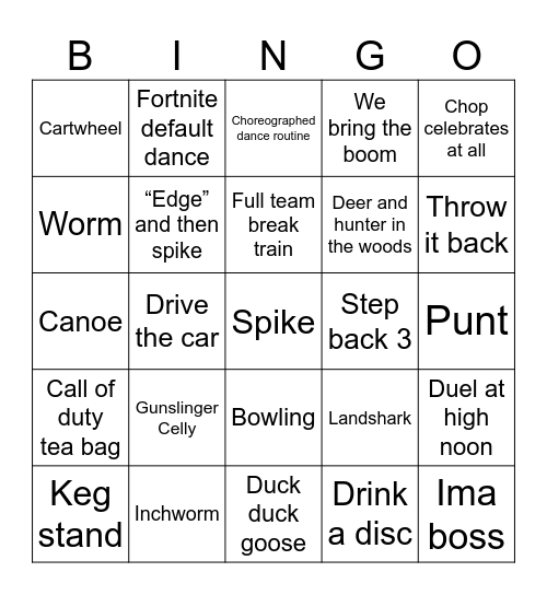 Celebration Bingo Card