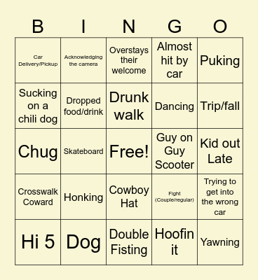 Sloppy Joe's Bingo Card