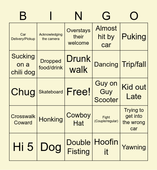 Sloppy Joe's Bingo Card