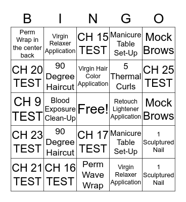 COSMETOLOGY Certification Prep  Bingo Card