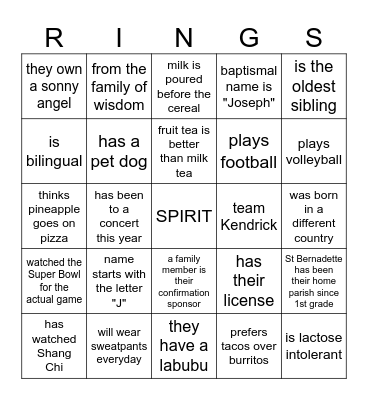 UNLOCK ALL THE RINGS Bingo Card