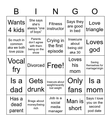 LIB pod episodes Bingo Card