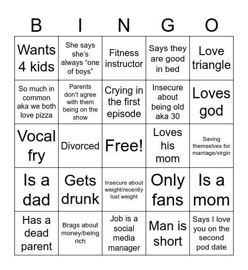 LIB pod episodes Bingo Card