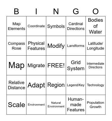 Geography Bingo!!! Bingo Card