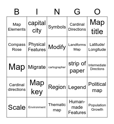 Geography Bingo!!! Bingo Card