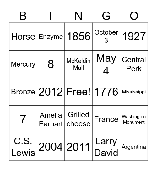 FGSA BINGO Card