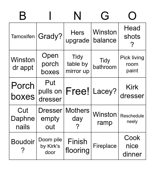 This week Bingo Card