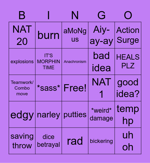 Go-Go Power Rangers Bingo Card