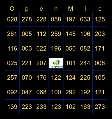 MMCC 2025 Open Mic Draw Bingo Card
