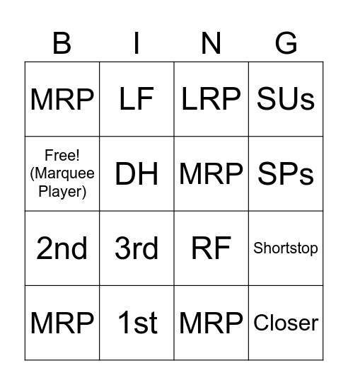 Position Bingo Card